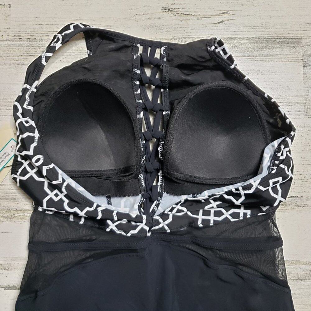 NWT Profile By Gottex Casablanca Lace-Up V-Neck One Piece Swim Bathing Suit 14 - Picture 8 of 13